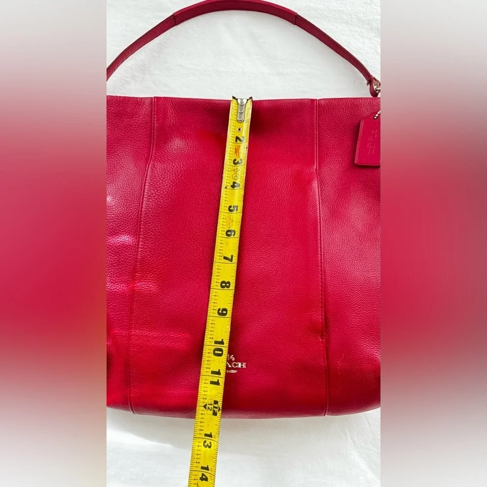 COACH Isabella Vibrant RED Leather Bag Shoulder Pebble Gold Hardware Handbag.
